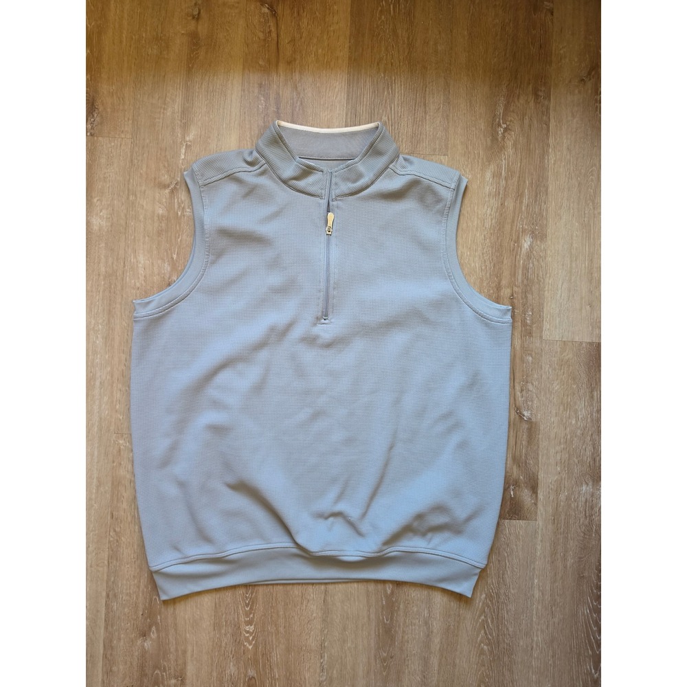 Bolle Golf Mens XL Thermal Quarter Zip Vest Blue Gray Waffle Knit Pullover